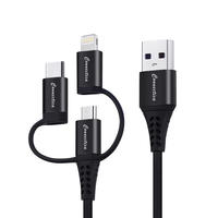 OEM Universal Nylon 3 In1 Aluminum Alloy Fast Charging And USB-C To Lightning Cable
